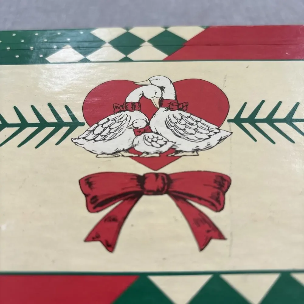 General Box Co School Pencil Pen Goose Family Red Green Heart Country Vintage